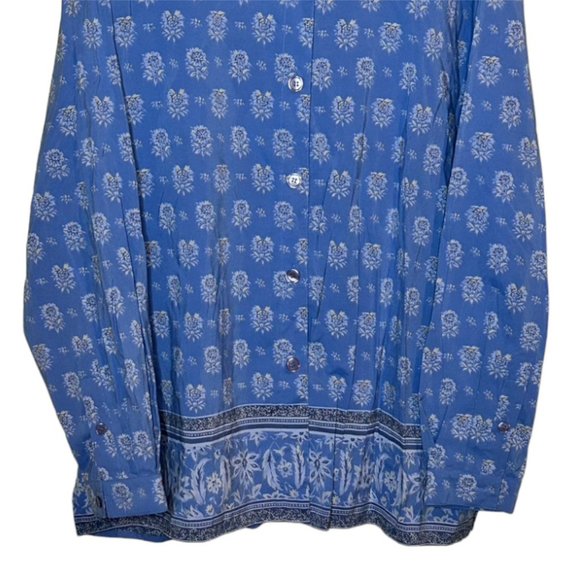Vintage Vittadini Rayon/Poly Blend Blouse - Blue Boho Print with Border. Size XL - Picture 3 of 8